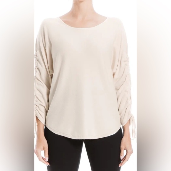 Max Studio Sweaters - MAX STUDIO Ruched Sleeve Knit Sweater